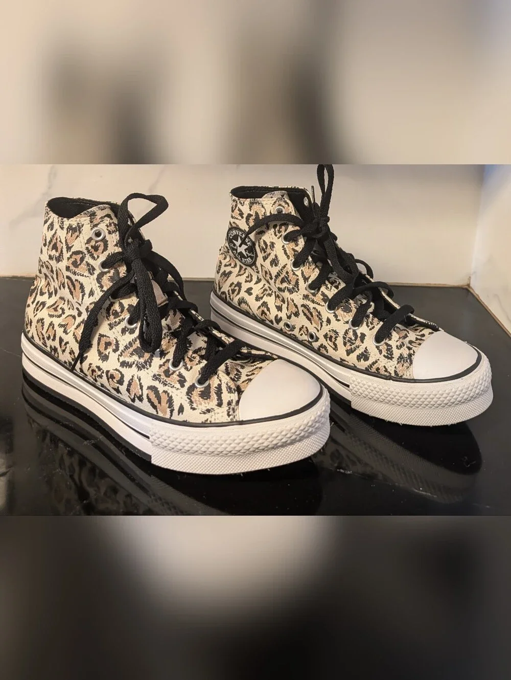Chuck Taylor All Star EVA Lift Platform High GS  'Leopard' Sneakers Size 6